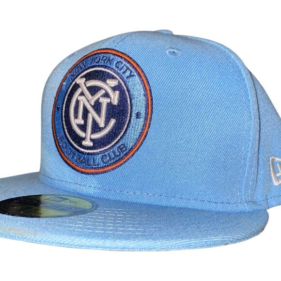 MLS New Era 59FIFTY NYC FC Fitted Hat Sky Blue Size 7 1/4 - Picture 8 of 10